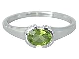 Oval Shape 1.25 carat Peridot Ring Size 12 in Sterling Silver