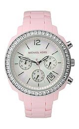 Michael Kors Acrylic Pink Chronograph White Mother-of-Pearl Dial Women's Watch #MK5213