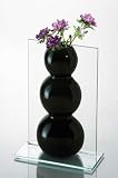 BLACK PORCELAIN BUBBLE VASE ON GLASS STAND