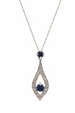 10k White Gold Lab-Created Sapphire and Diamond Pendant