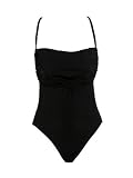 INC Black One Piece Swimsuit w/ Draped Bust and Criss Cross Lace Up Back (6)