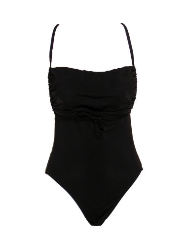 INC Black One Piece Swimsuit w/ Draped Bust and Criss Cross Lace Up Back (6)