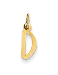 14k Yellow or White Gold Small Slanted Block Initial D Charm