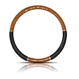 Steering Wheel Cover Black with Light Burlwood