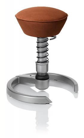 SWOPPER CLASSIC 3D-Aktiv-Bürostuhl Hocker Sitzpolster Normal, Farbe choco, Fussring mit Filzgleiter, Feder SMALL, Basis Titan, Federfarbe schwarz (SWOP20TFSML)