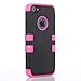 ATC Silicone Soft Skin and Solid Rubber Feel Hard Tuff Design Armor Defender Hybrid Protector Case Cover for Apple iPhone 5 5G (Black+Pink)