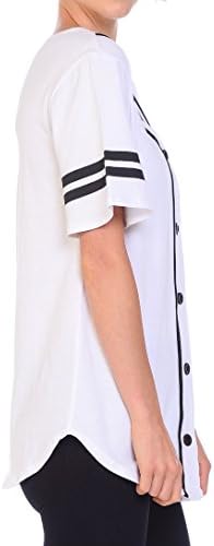 KLAXONSLA Women's/Junior's Screen Print Baseball Jersey (Medium, White)