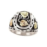 Gorgeous Antiqued Black Hills Gold Men's Horseshoe Ring