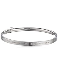 Girls 14k Gold or White Gold Childrens Polished Hinged Engraved Alphabet Bangle Bracelet, 2"