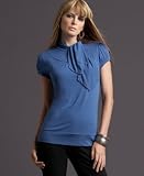 INC International Concepts? Tie-Neck Short-Sleeved Jersey Top with Banded Hem
