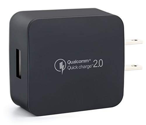 iXCC 18W AC Travel Wall Charger With Qualcomm Quick Charge 2.0 Tech (Qualcomm Certified) Bundle with 3ft Micro USB Cable for Android Devices - Black