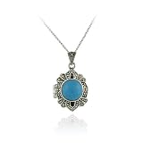 Sterling Silver Turquoise and Marcasite Locket Pendant