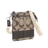 Coach Signature Stripe Swingpack Crossbody Messenger Bag Purse 42619 Mahogany Brown