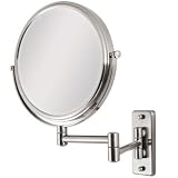 Zadro Two Sided Dual Arm Wall Mount Mirror, Satin Nickel, 5X-1X