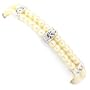 Dual Strand Simulated Pearl Silver Tone Crystal Accent Bracelet