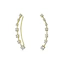 Bling Jewelry 925 Silver Modern Cubic Zirconia Ear Pins Crawlers Gold Plated