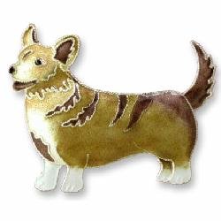 Clearly Charming Welsh Corgi Sterling Silver and Enamel Pin