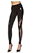 Lotsyle Women's Faux Leather Pants Mesh Joint Sexy Leggings Pants Strech Tights