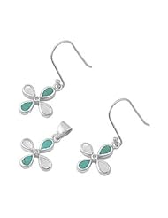 925 Sterling Silver Sets With Stone - Stone: Turquoise, Mother of Pearl