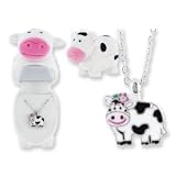 DM Merchandising Crystal Cow Necklace in Figural Gift Box