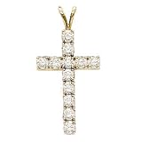 Cross Pendant W/Diamond 14K Yellow Gold 24.00X15.00 MM