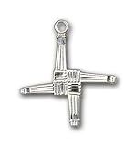 Sterling Silver St. Brigid Cross Pendant with Sterling Silver Lite Curb Chain 18 inch