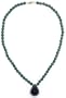 14k Yellow Gold 6mm Malachite Bead and Black Onyx Drop Pendant, 17"