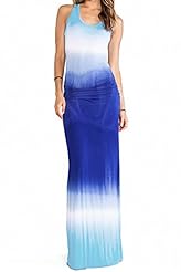Spaghetti Strap Floor Length Scoop Neck Cotton Open-Back Party Dress/Maxi Dress 