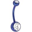 Grade 23 Titanium Dark Blue Double Gem Curved Belly Ring