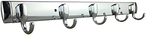 Coat Rack Hat Rail Wall Mounted, Yashi, Stainless Steel Heavy Duty Hook (5 Hooks Style-II)