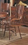  : Antique Style Pressed Back Arm Chairs Pair
