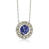 14k White Gold Tanzanite & Diamond Necklace
