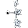 Sterling Silver 925 Clear Cubic Zirconia Trio Left Cartilage Ear Piercing