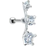 Sterling Silver 925 Clear Cubic Zirconia Trio Right Cartilage Ear Piercing
