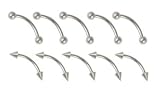LOT 10 Curved Brow Ring Barbell EYEBROW 16g SPIKE BALL LOT 10 Curved Brow Ring Barbell EYEBROW 16g SPIKE BALL
