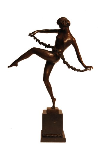 Bronze Floret Nude Dancer Art Nouveau Flower Vines Hand Crafted Sculpture