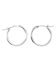 14K White Gold 14 MM Childrens Click Hoop Earrings
