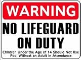 WARNING NO LIFEGUARD ON DUTY 18x24 Heavy Duty Plastic Indoor/Outdoor Sign
