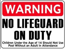 WARNING NO LIFEGUARD ON DUTY 18x24 Heavy Duty Plastic Indoor/Outdoor Sign