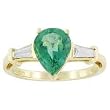 18K Yellow Gold Emerald and Diamond Ring