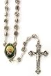 Metal Rosary with Clasp - Padre Pio - 6mm Rose Shaped Beads - 18in. Chain - IMPORTED FROM ITALY