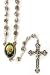 Metal Rosary with Clasp - Padre Pio - 6mm Rose Shaped Beads - 18in. Chain - IMPORTED FROM ITALY