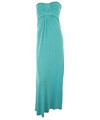 Bandeau Neck Gathered Elastane/Viscose Maxi Dress 