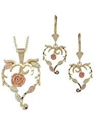 Flower Black Hills Gold Jewelry Set