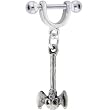 Small 16 Gauge Skull Axe Dangle Nipple Ring 5/16 Inches 3mm