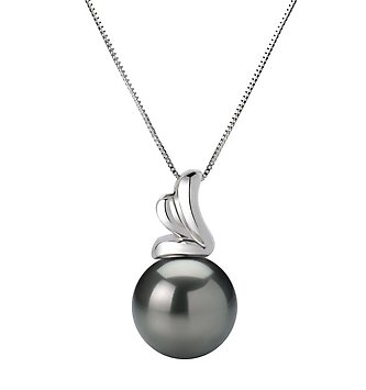 PearlsOnly Amara Black 10-10.5mm AAA Tahitian 14K white gold Pearl Pendant