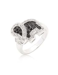 Black and White CZ Elephant Ring