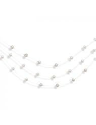 MMA Silver - 16 inch Triple Strand White Cultured Freshwater Pearl Illusion Necklace