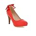 BeanFashion Womens Closed Round Toe Kitten Heel Platform PU Soft Material Solid Pumps with Bowknot