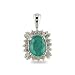14K Gold Oval Emerald and Diamond Pendant